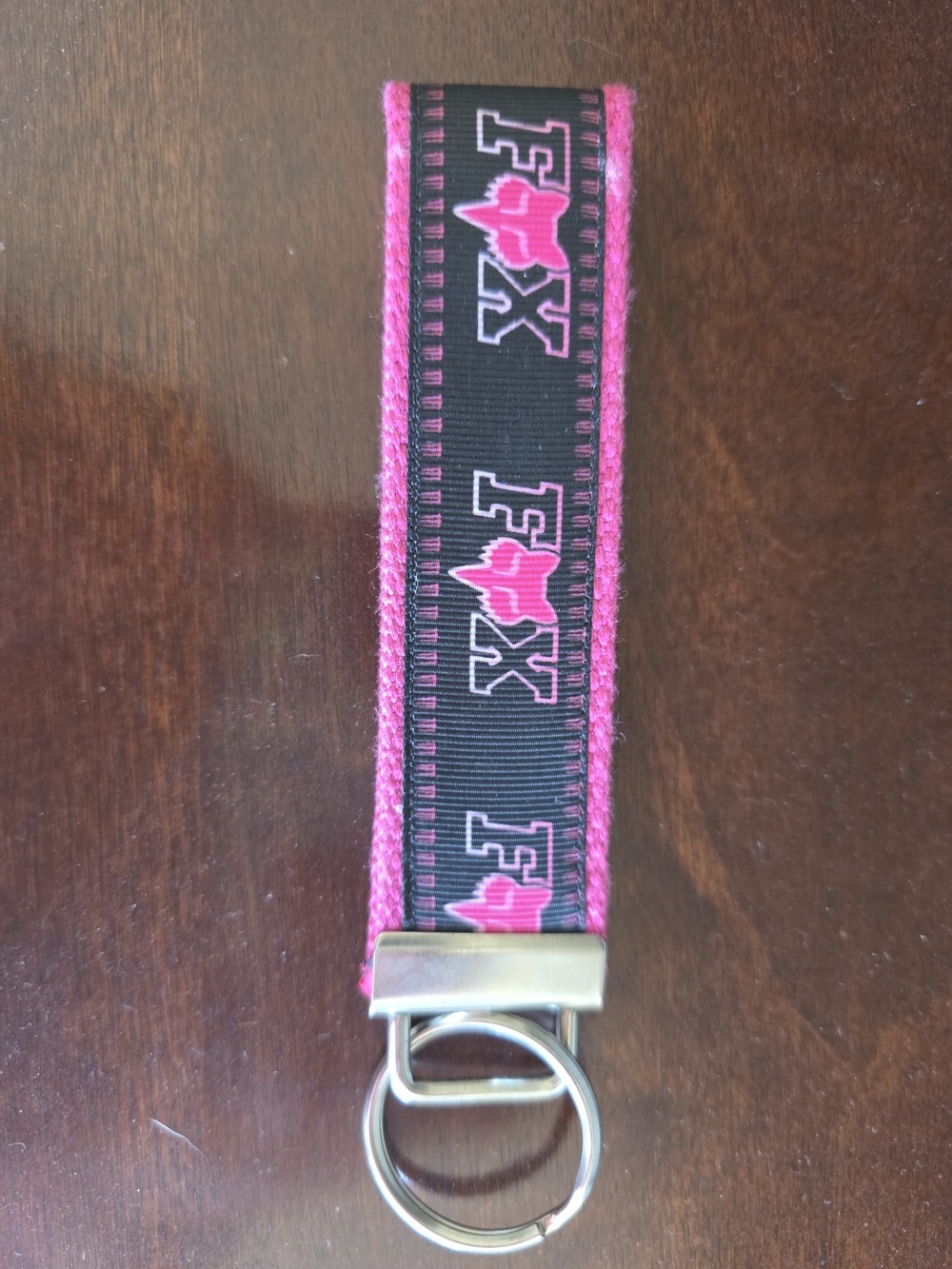 Fox Kids Pink and Black Keyring Wristlet